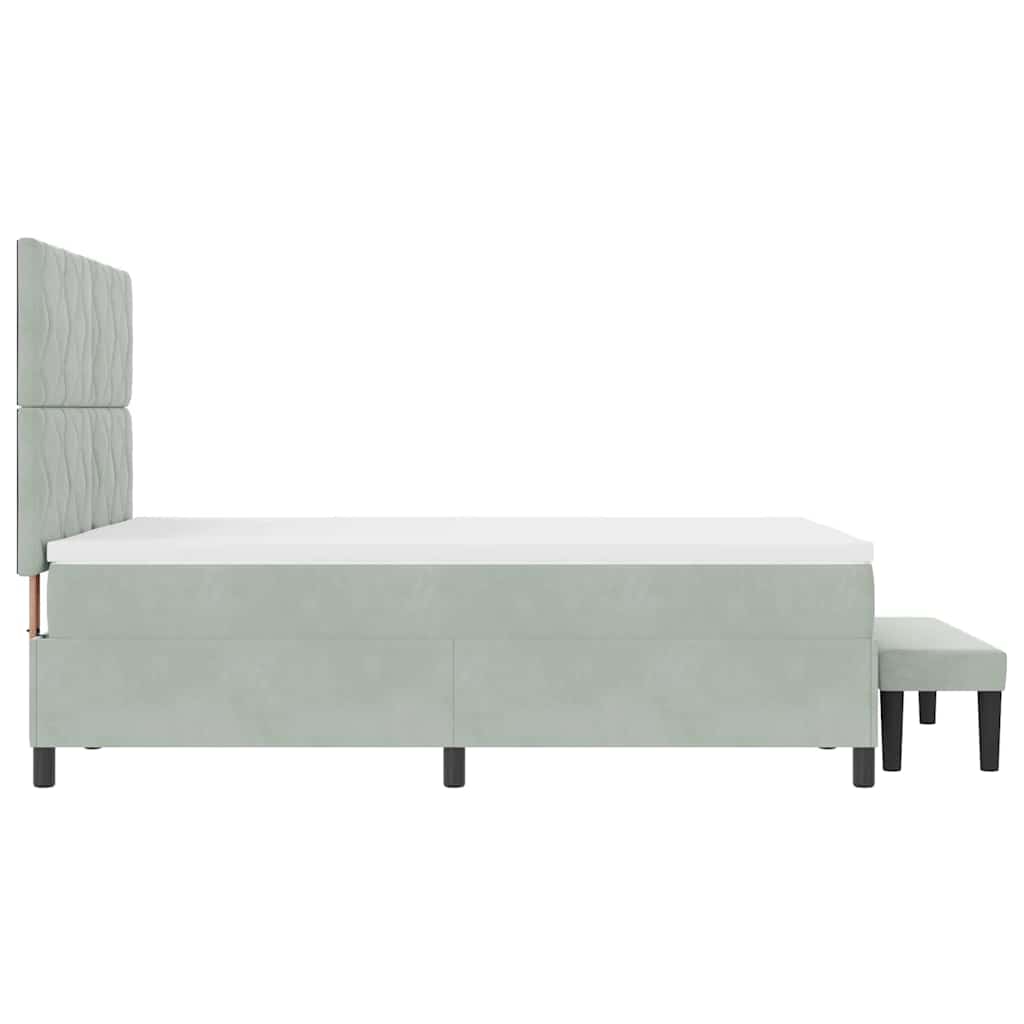 Lit à ressorts avec matelas Gris clair 160 x 200 cm Velours - XIOS