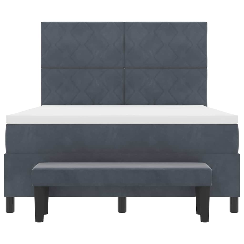 Lit à ressorts avec matelas Gris foncé 160 x 200 cm Velours - XIOS