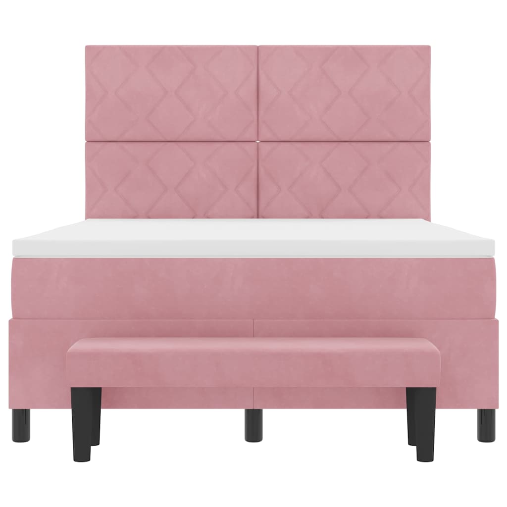 Lit à ressorts avec matelas Rose 160 x 200 cm Velours - XIOS