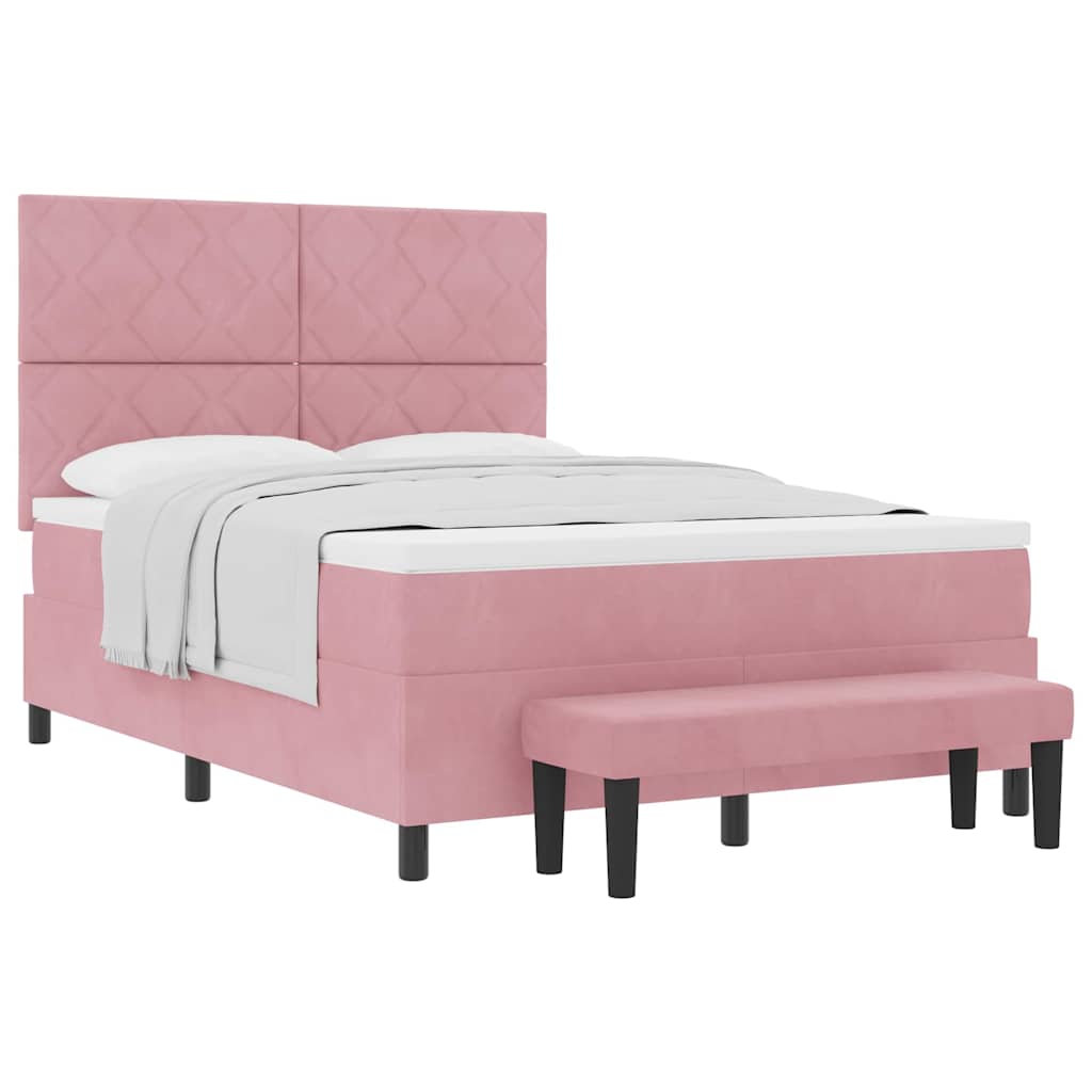 Lit à ressorts avec matelas Rose 160 x 200 cm Velours - XIOS