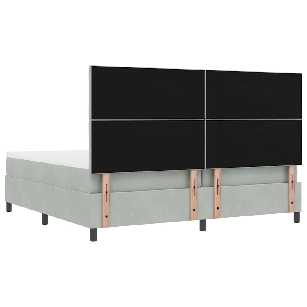 Lit à ressorts avec matelas Gris clair 200 x 200 cm Velours - XIOS