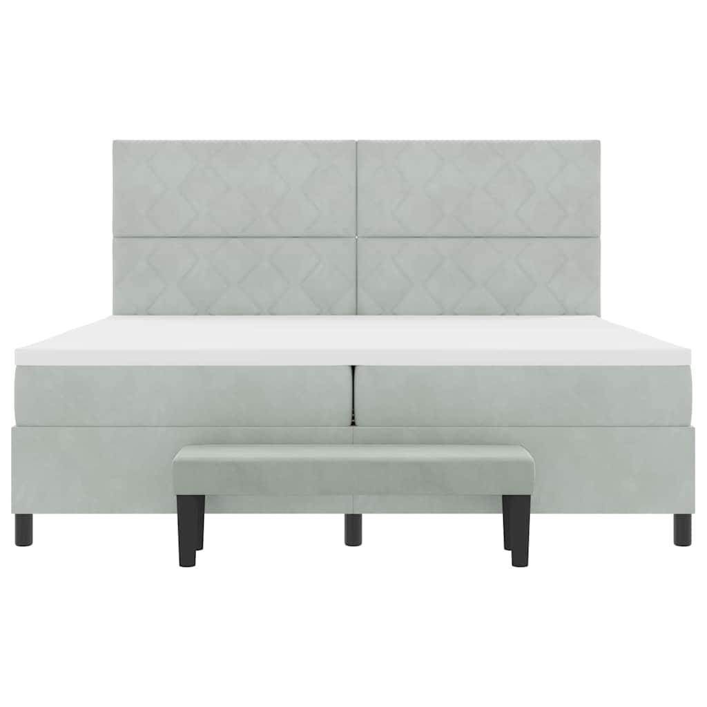 Lit à ressorts avec matelas Gris clair 200 x 200 cm Velours - XIOS