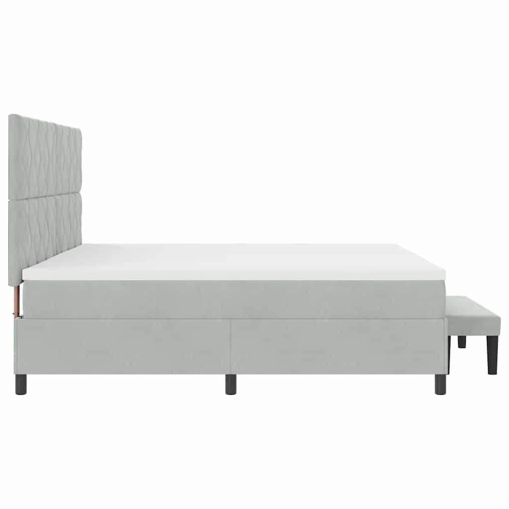 Lit à ressorts avec matelas Gris clair 200 x 200 cm Velours - XIOS