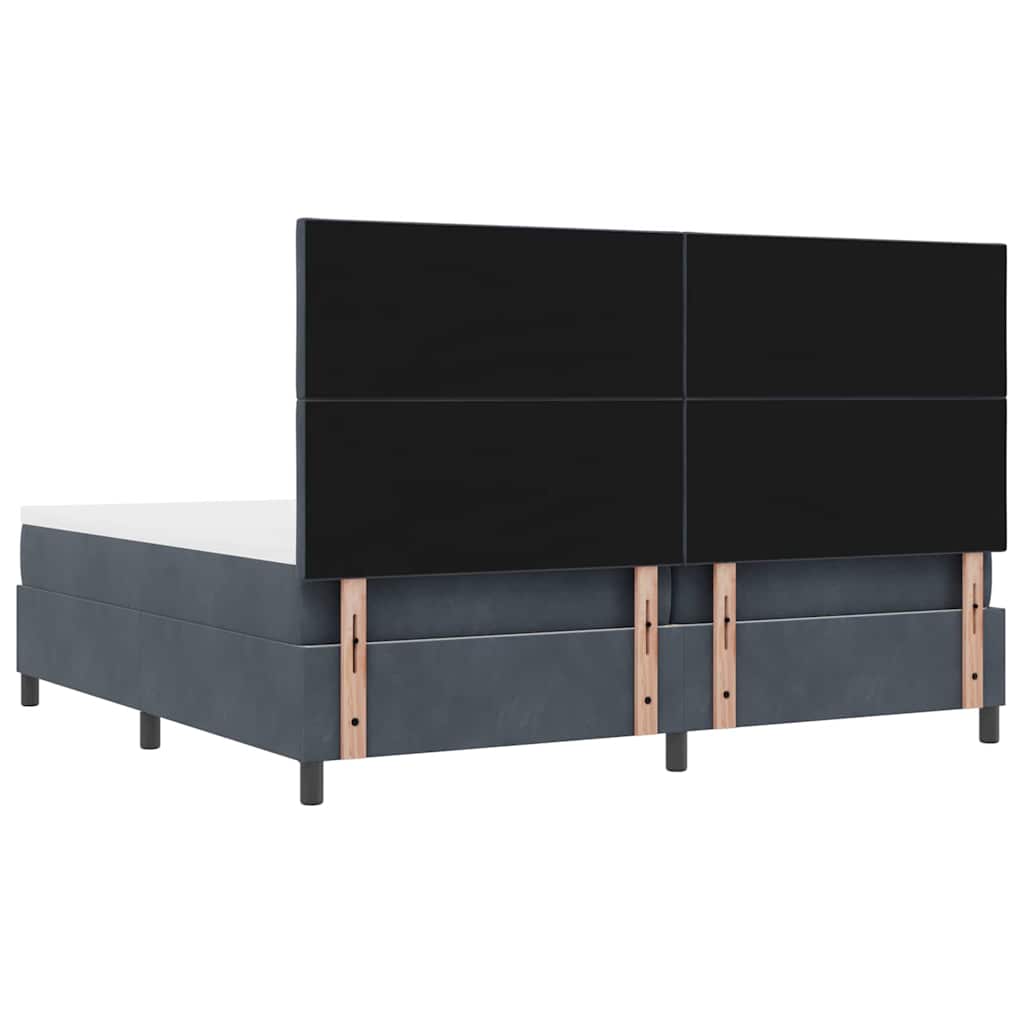 Lit à ressorts avec matelas Gris foncé 200 x 200 cm Velours - XIOS