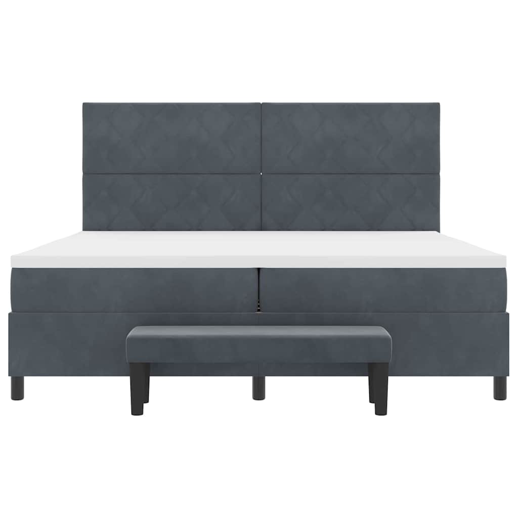 Lit à ressorts avec matelas Gris foncé 200 x 200 cm Velours - XIOS