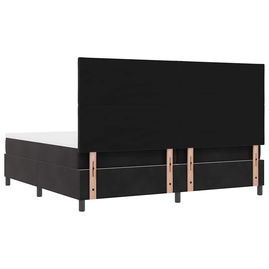 Lit à ressorts avec matelas Noir 200 x 200 cm Velours - XIOS