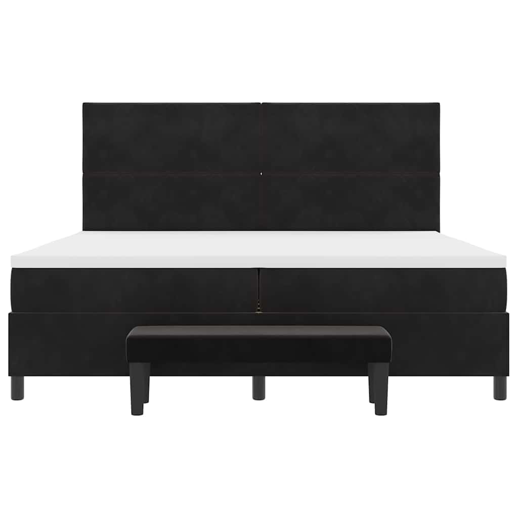 Lit à ressorts avec matelas Noir 200 x 200 cm Velours - XIOS