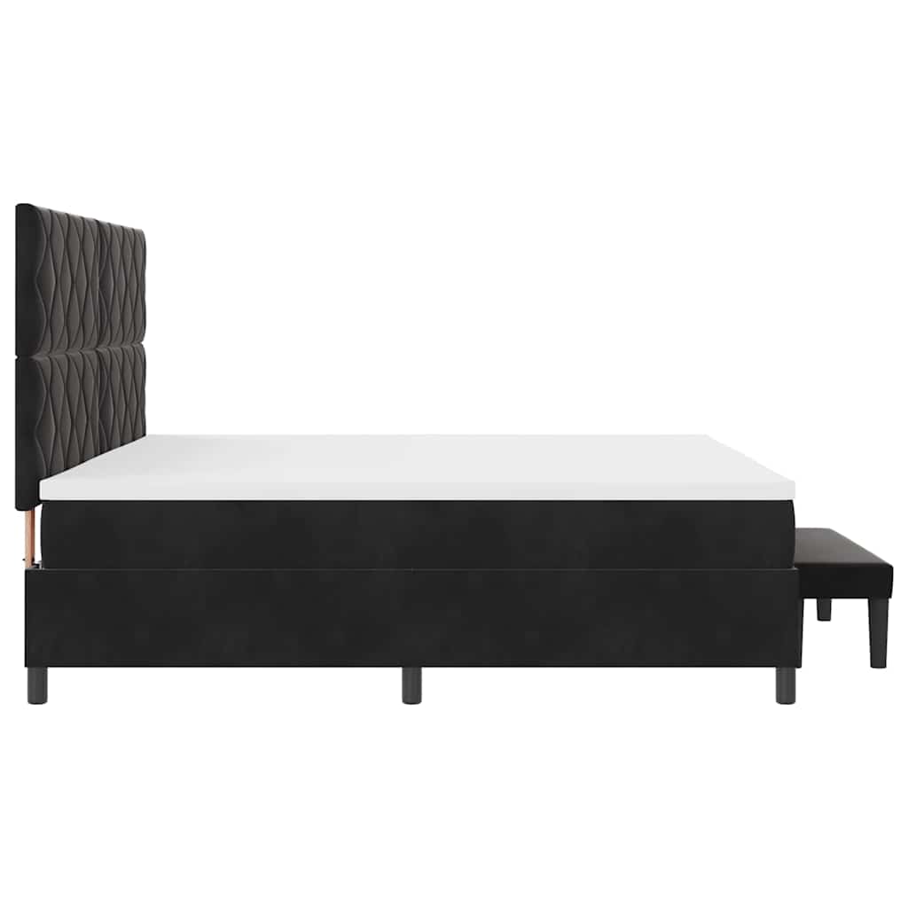Lit à ressorts avec matelas Noir 200 x 200 cm Velours - XIOS