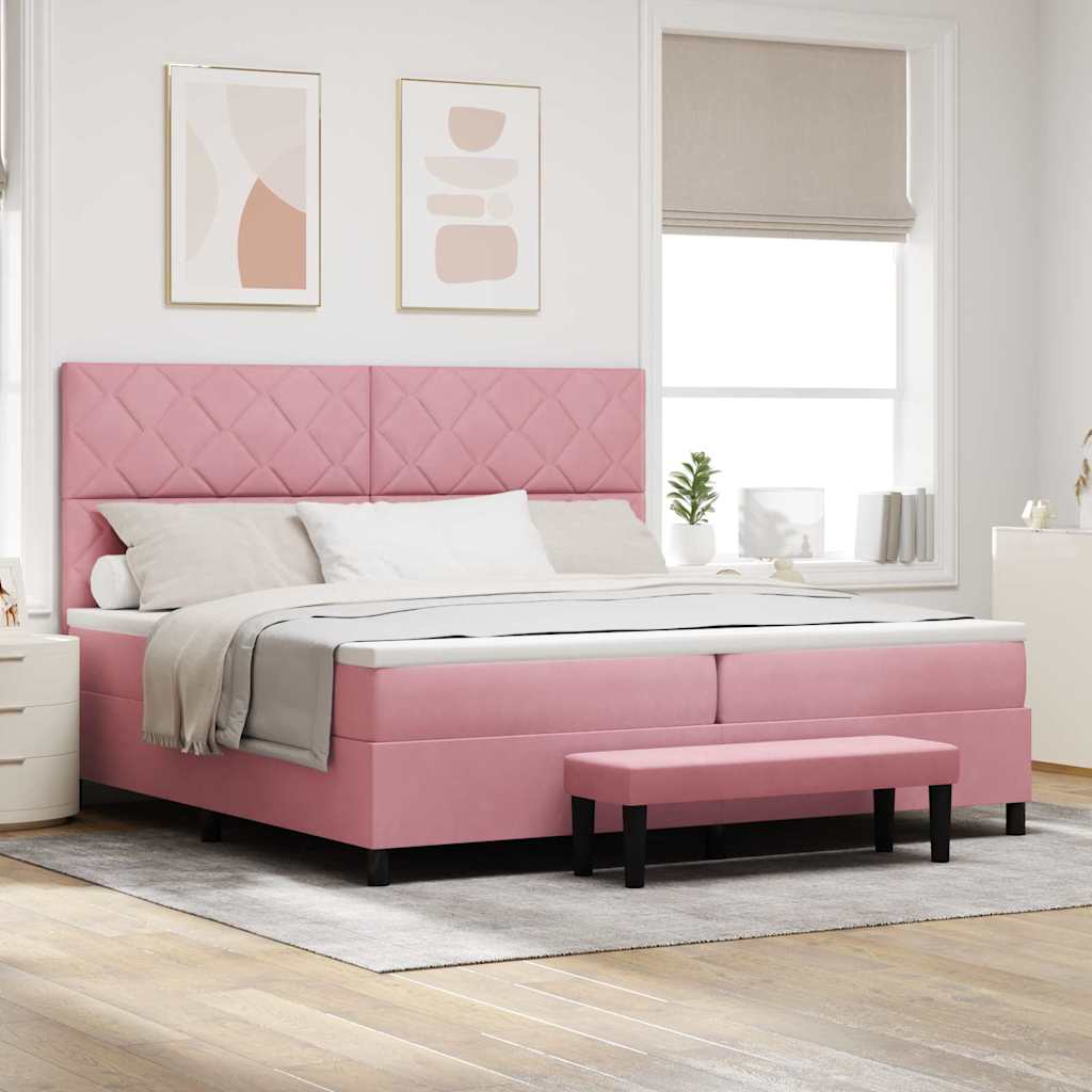 Lit à ressorts avec matelas Rose 200 x 200 cm Velours - XIOS