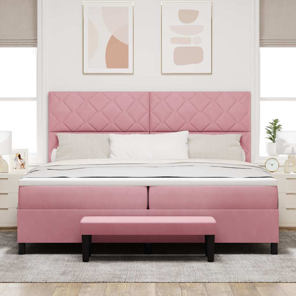 Lit à ressorts avec matelas Rose 200 x 200 cm Velours - XIOS