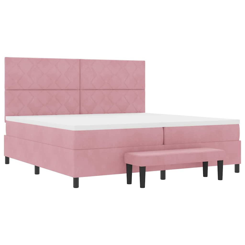 Lit à ressorts avec matelas Rose 200 x 200 cm Velours - XIOS