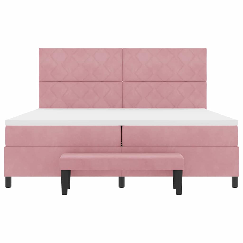 Lit à ressorts avec matelas Rose 200 x 200 cm Velours - XIOS