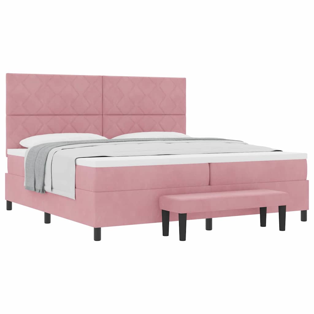 Lit à ressorts avec matelas Rose 200 x 200 cm Velours - XIOS