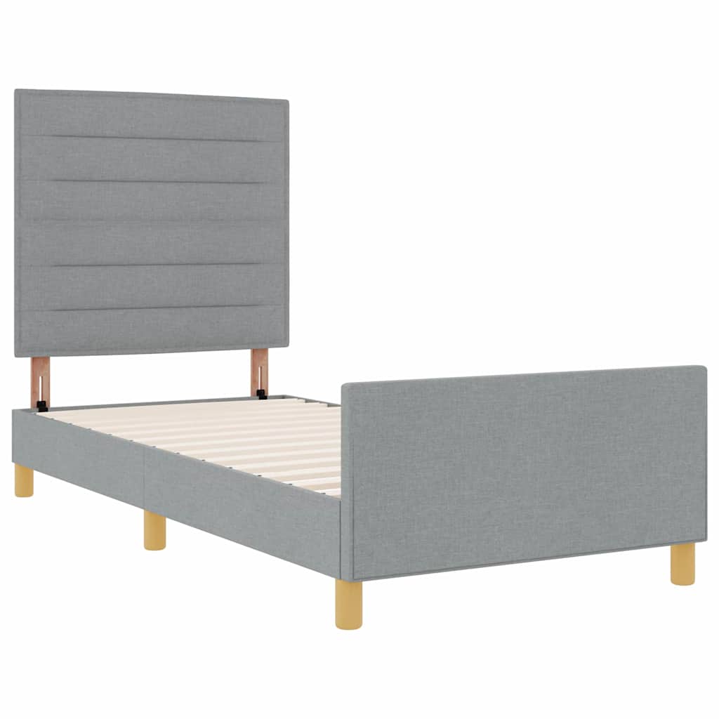Cadre de lit avec tête de lit Gris clair 80 x 200 cm tissu - XIOS
