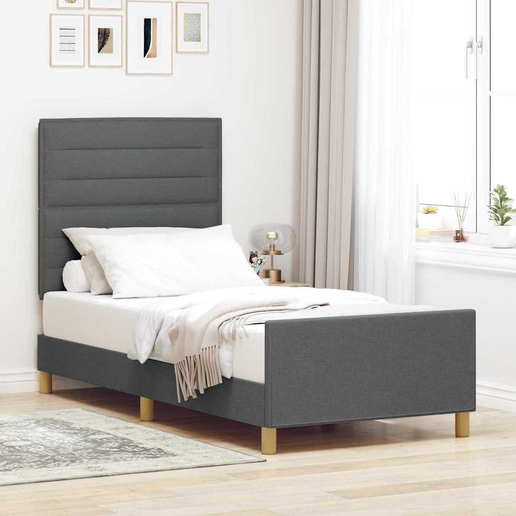 Cadre de lit avec tête de lit Gris foncé 80 x 200 cm tissu - XIOS