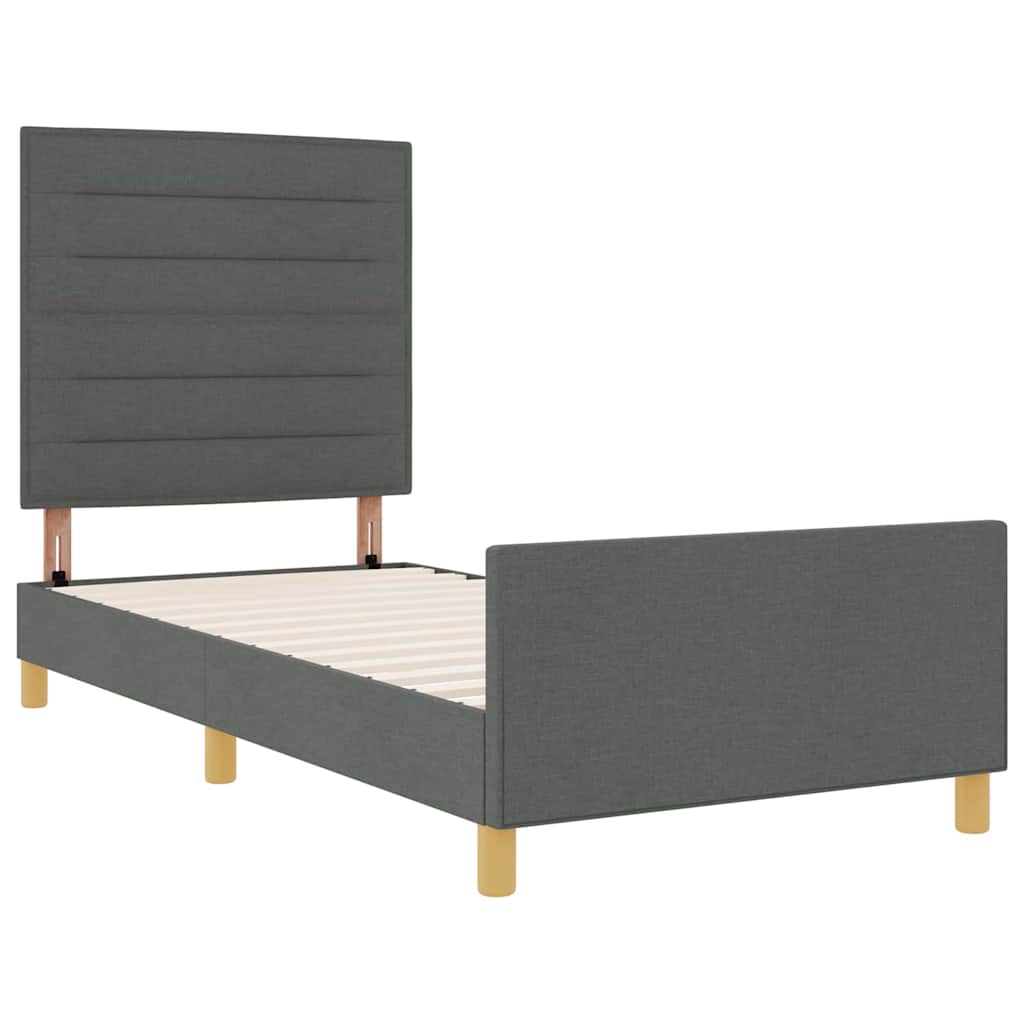 Cadre de lit avec tête de lit Gris foncé 80 x 200 cm tissu - XIOS