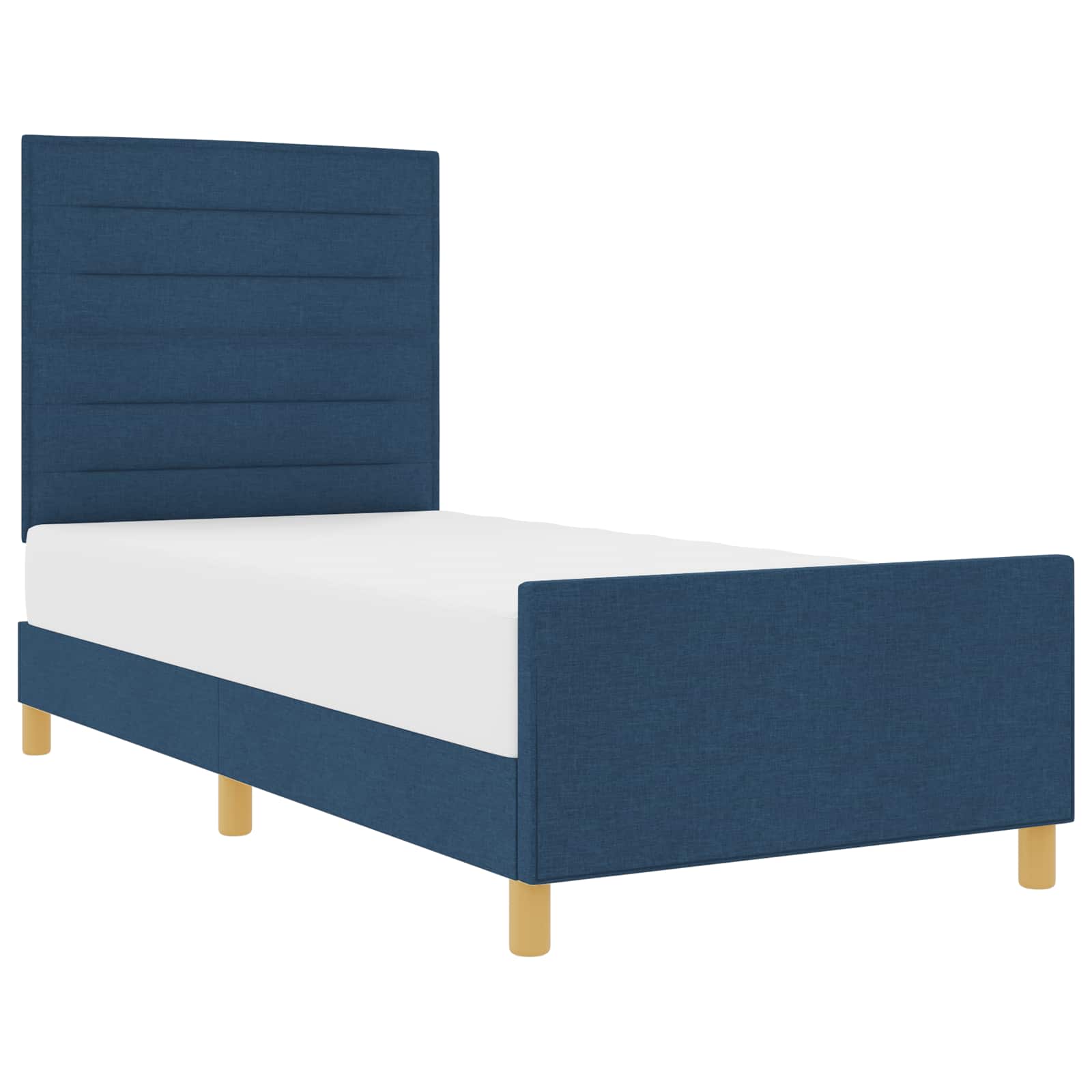 Cadre de lit avec tête de lit Bleu 90 x 190 cm tissu - XIOS