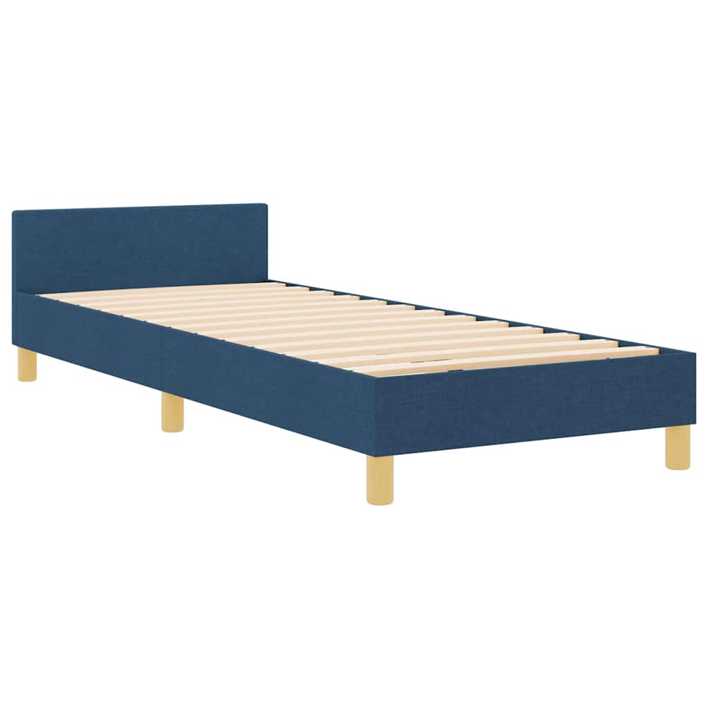 Cadre de lit avec tête de lit Bleu 90 x 190 cm tissu - XIOS