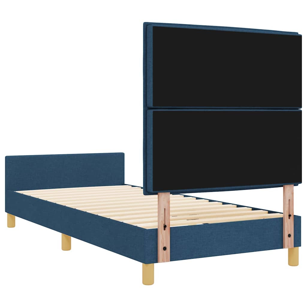 Cadre de lit avec tête de lit Bleu 90 x 190 cm tissu - XIOS