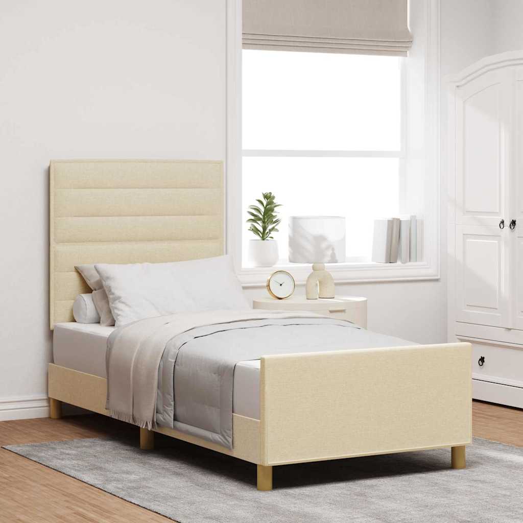 Cadre de lit avec tête de lit Crème 90 x 200 cm tissu - XIOS