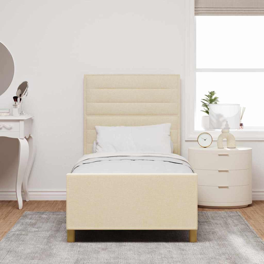 Cadre de lit avec tête de lit Crème 90 x 200 cm tissu - XIOS