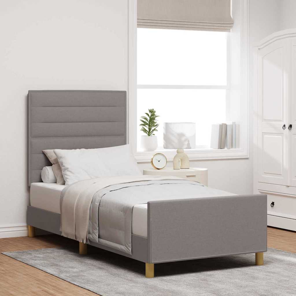 Cadre de lit avec tête de lit Taupe 100 x 200 cm tissu - XIOS