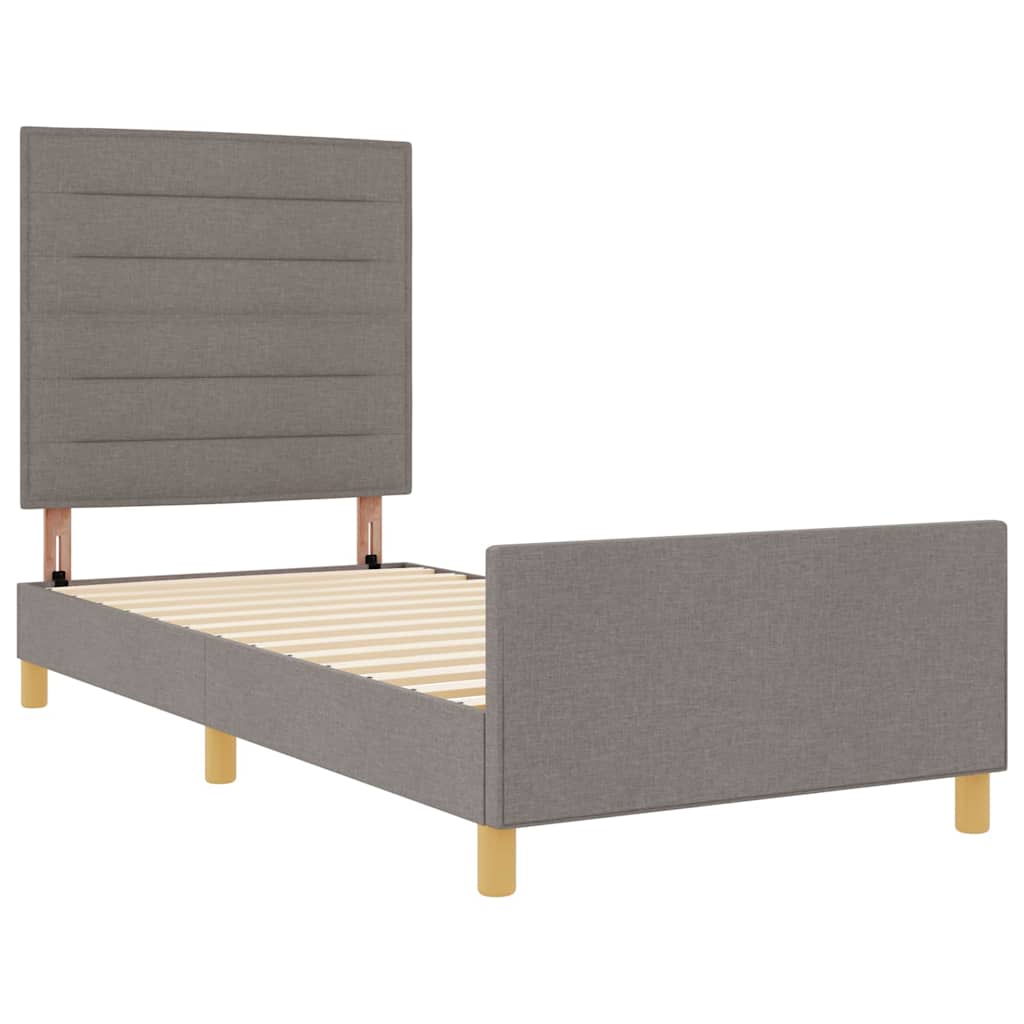 Cadre de lit avec tête de lit Taupe 100 x 200 cm tissu - XIOS