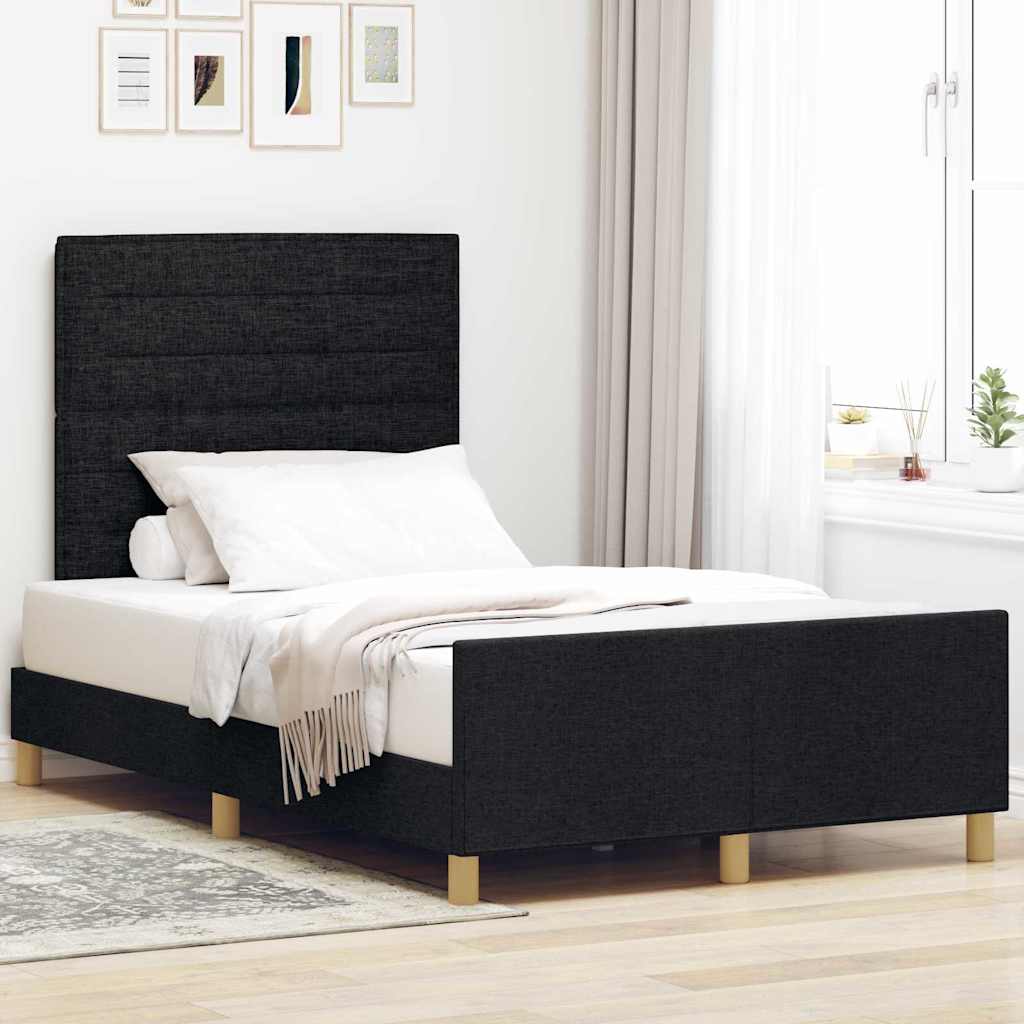 Cadre de lit avec tête de lit Noir 120 x 200 cm tissu - XIOS