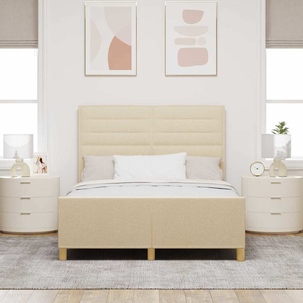 Cadre de lit avec tête de lit Crème 140 x 190 cm tissu - XIOS
