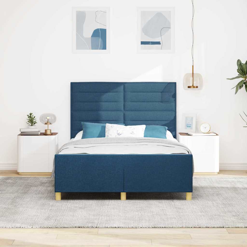 Cadre de lit avec tête de lit Bleu 140 x 200 cm tissu - XIOS
