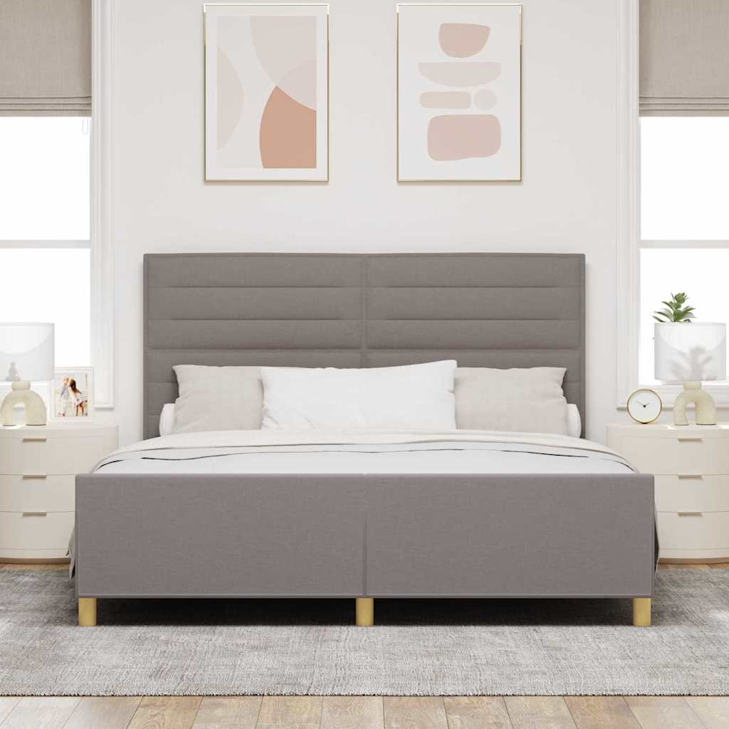 Cadre de lit avec tête de lit Taupe 180 x 200 cm tissu - XIOS