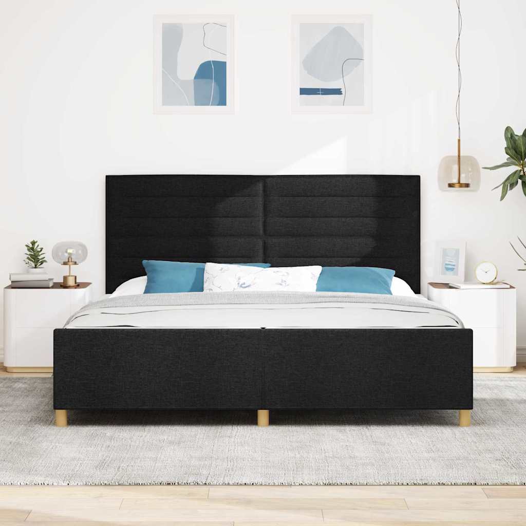 Cadre de lit avec tête de lit Noir 200 x 200 cm tissu - XIOS