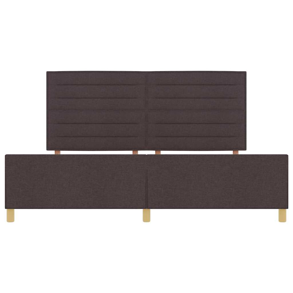 Cadre de lit avec tête de lit Marron foncé 200 x 200 cm tissu - XIOS