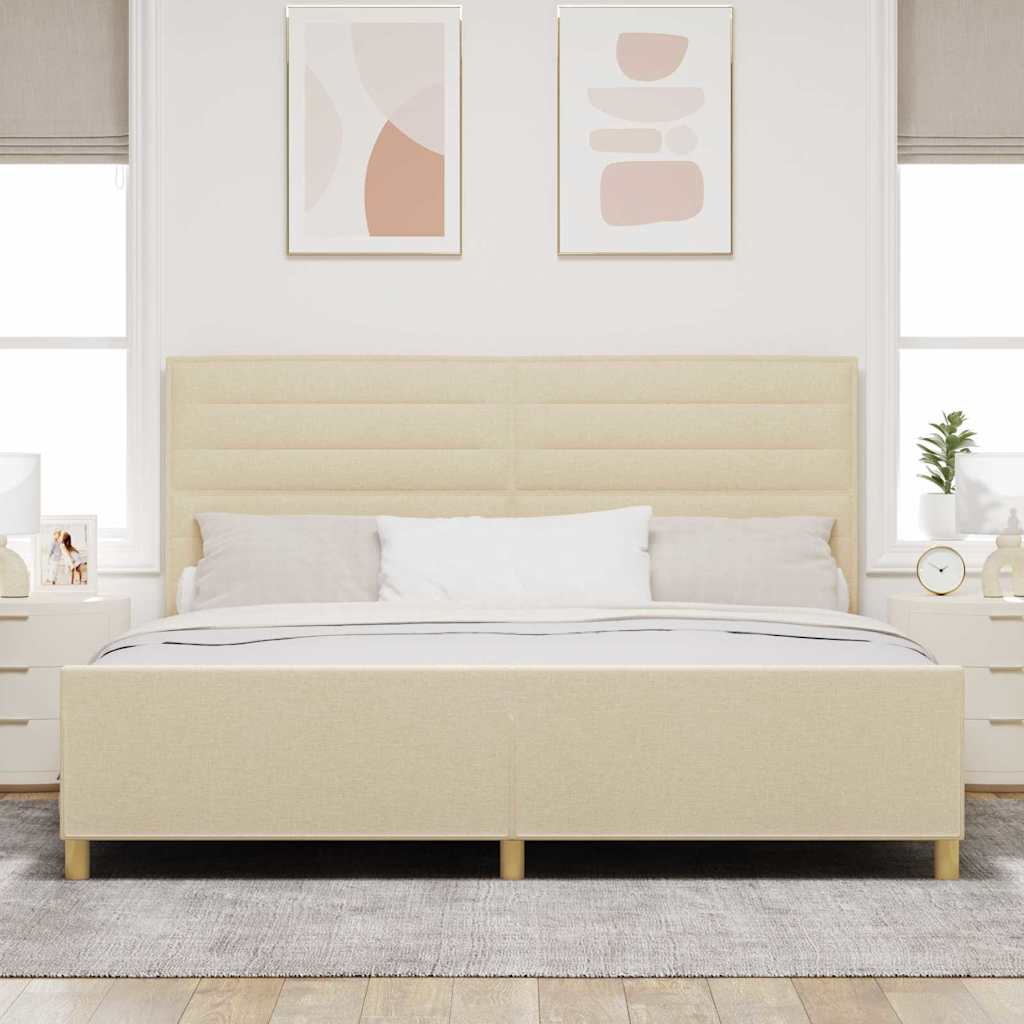 Cadre de lit avec tête de lit Crème 200 x 200 cm tissu - XIOS