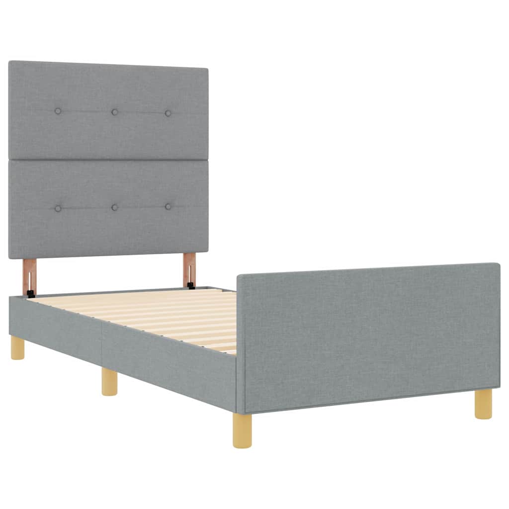 Cadre de lit avec tête de lit Gris clair 80 x 200 cm tissu - XIOS