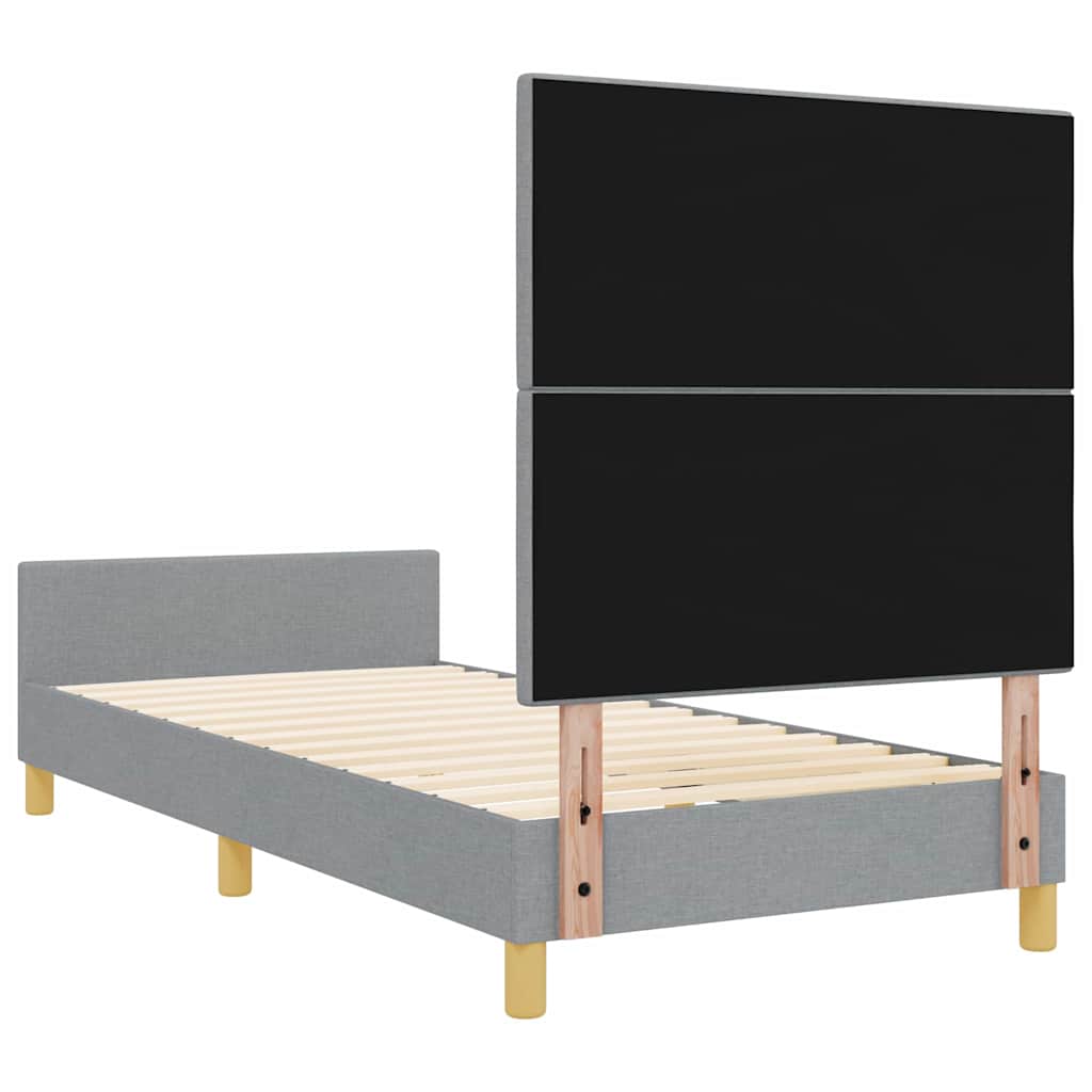 Cadre de lit avec tête de lit Gris clair 80 x 200 cm tissu - XIOS