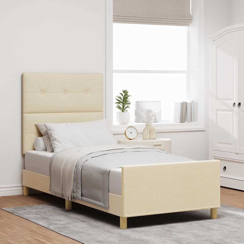 Cadre de lit avec tête de lit Crème 80 x 200 cm tissu - XIOS
