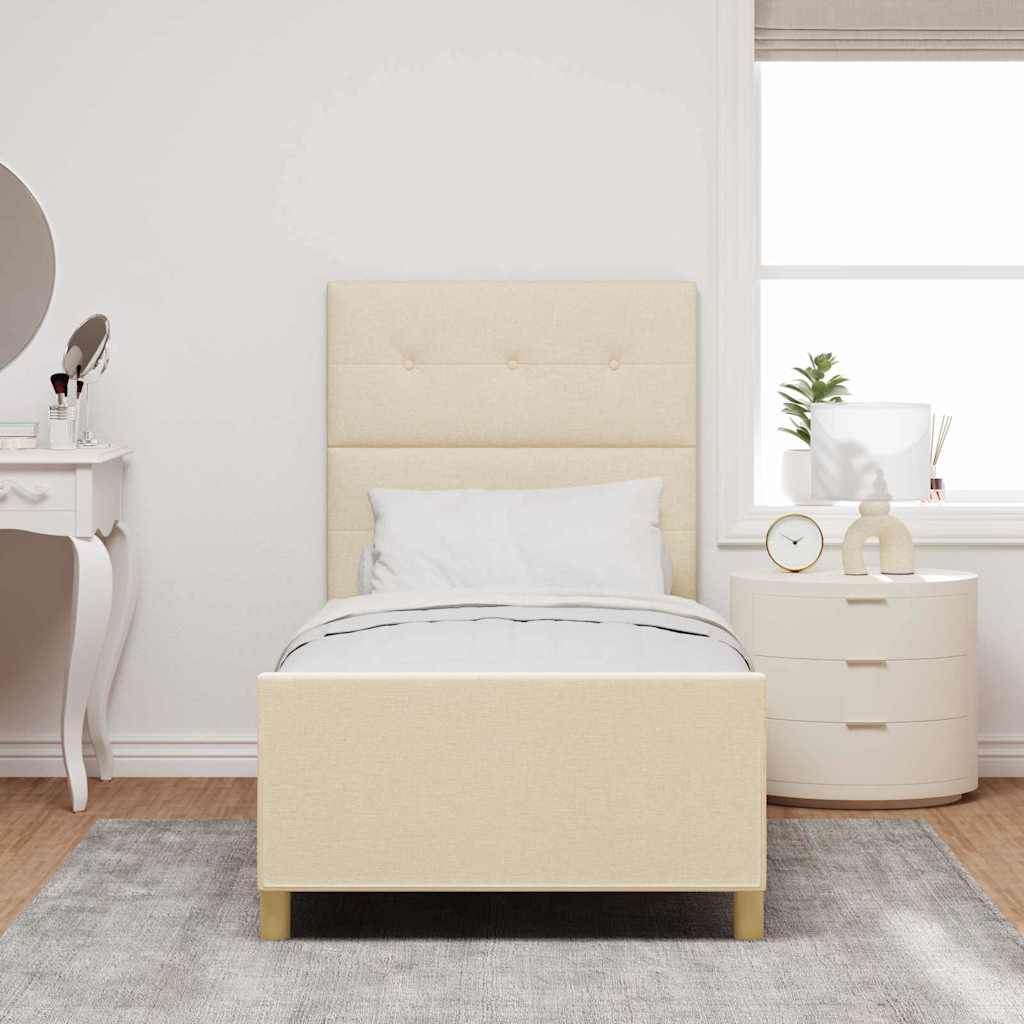 Cadre de lit avec tête de lit Crème 80 x 200 cm tissu - XIOS