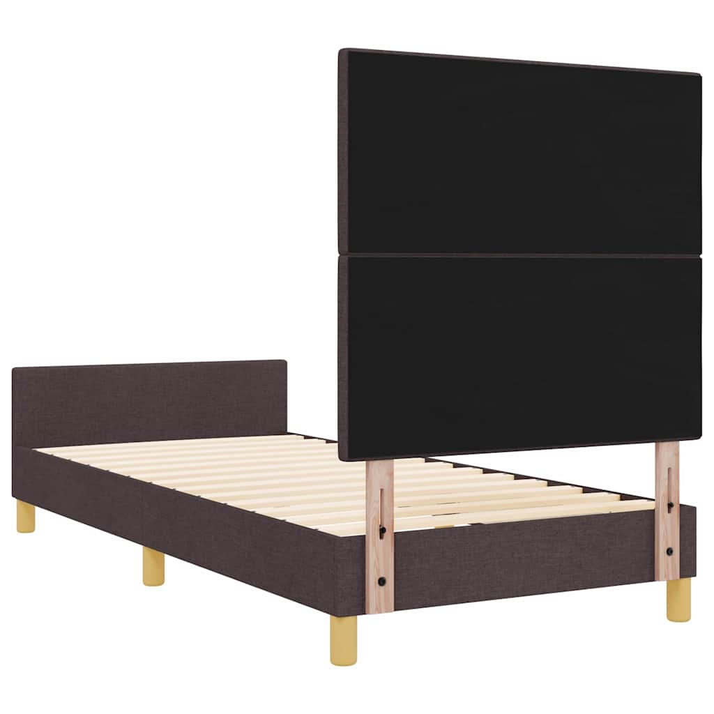 Cadre de lit avec tête de lit Marron foncé 90 x 190 cm tissu - XIOS