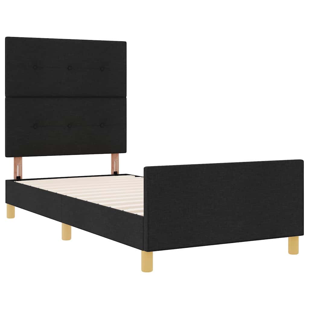 Cadre de lit avec tête de lit Noir 90 x 200 cm tissu - XIOS