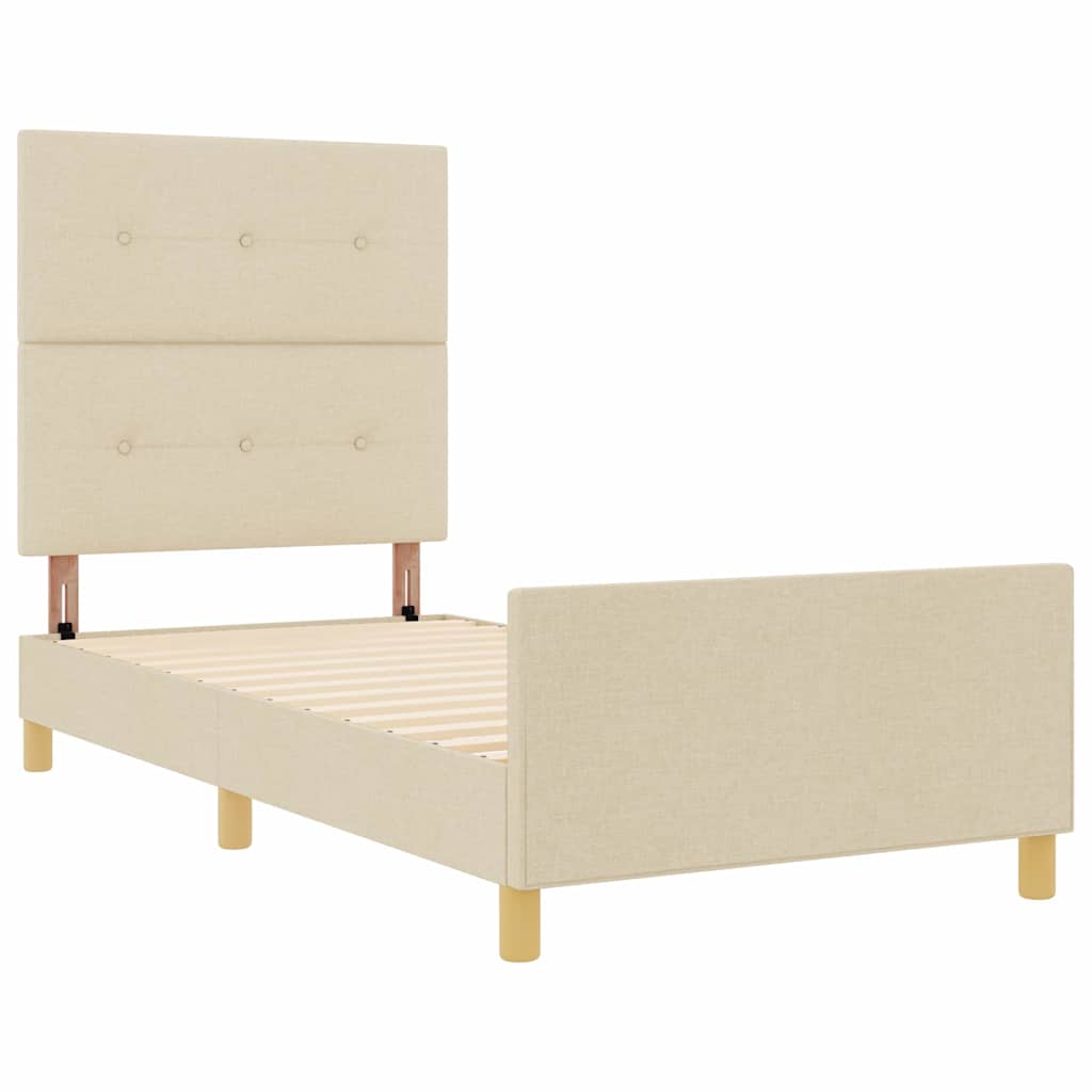 Cadre de lit avec tête de lit Crème 90 x 200 cm tissu - XIOS