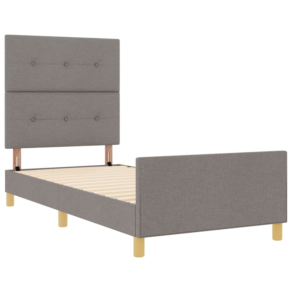 Cadre de lit avec tête de lit Taupe 100 x 200 cm tissu - XIOS