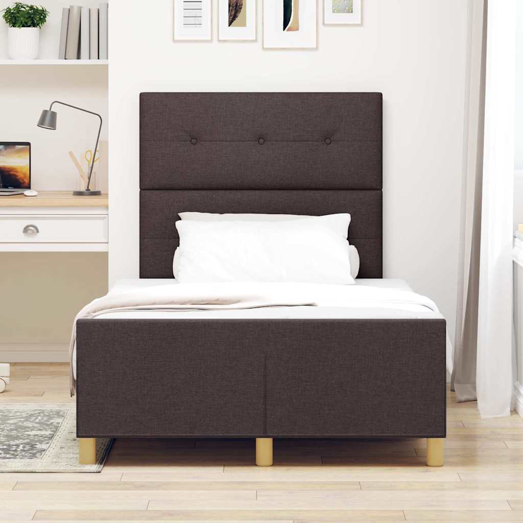 Cadre de lit avec tête de lit Marron foncé 120 x 190 cm tissu
