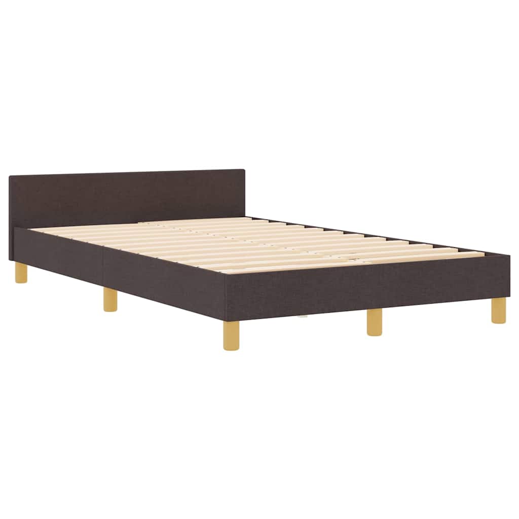 Cadre de lit avec tête de lit Marron foncé 120 x 190 cm tissu