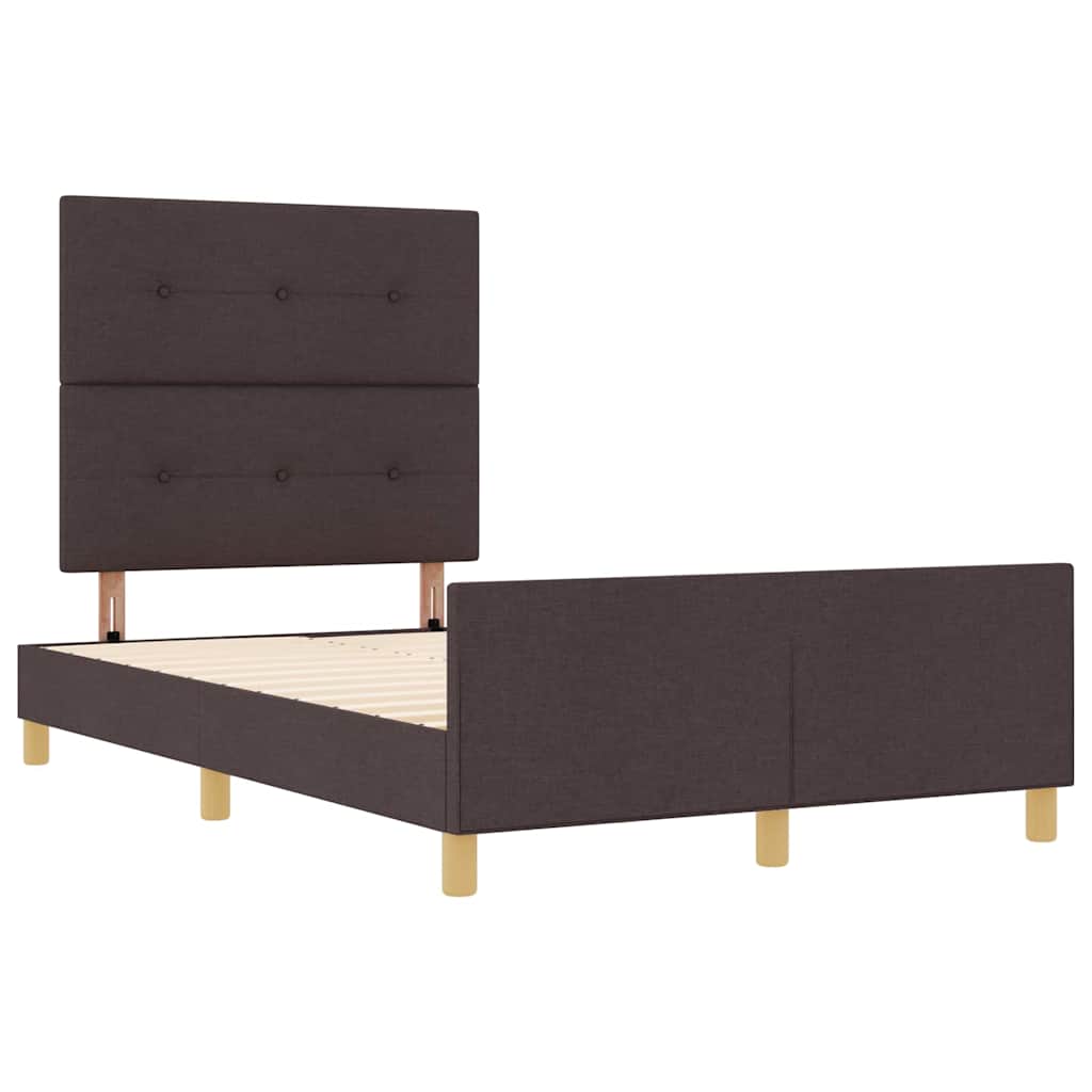 Cadre de lit avec tête de lit Marron foncé 120 x 190 cm tissu