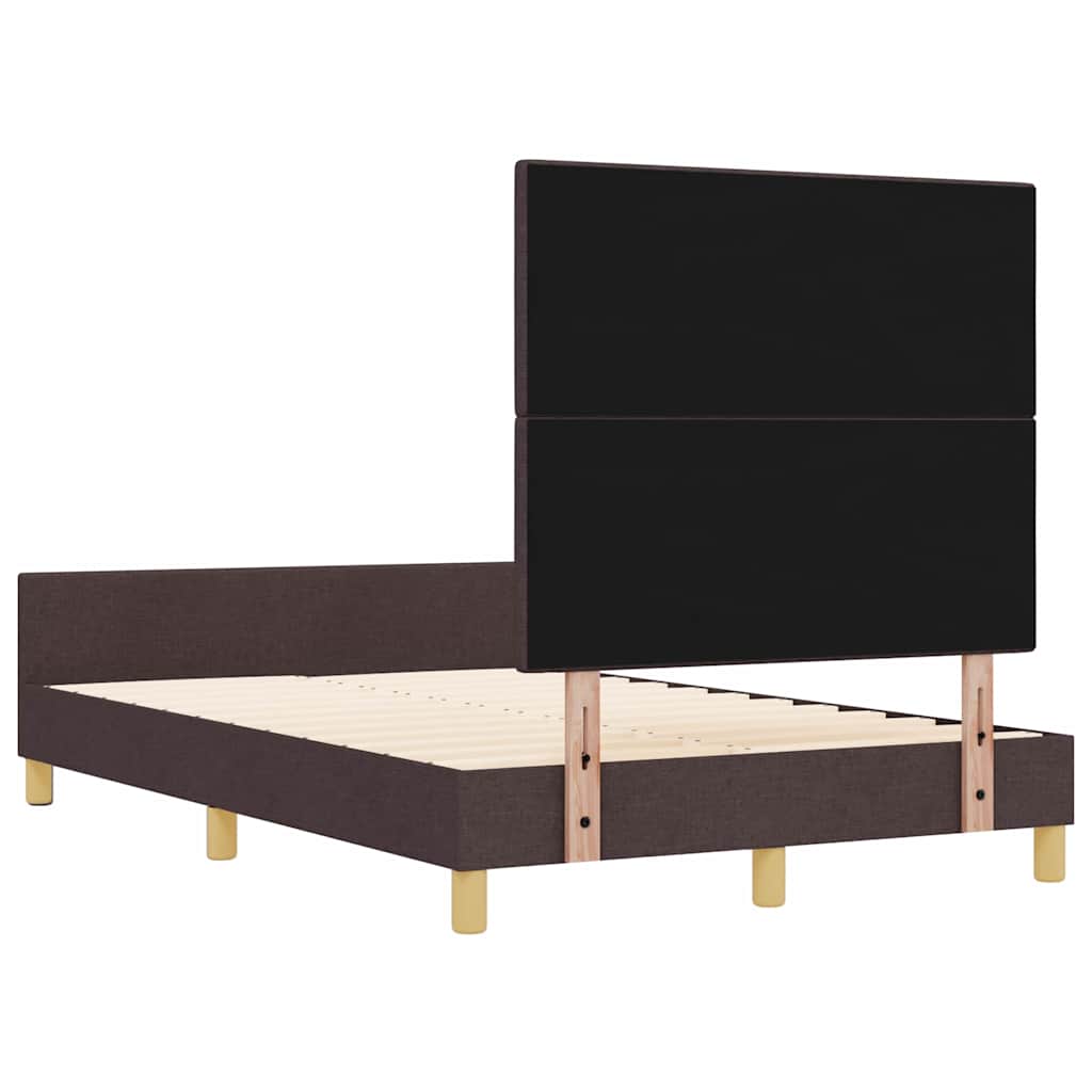 Cadre de lit avec tête de lit Marron foncé 120 x 190 cm tissu