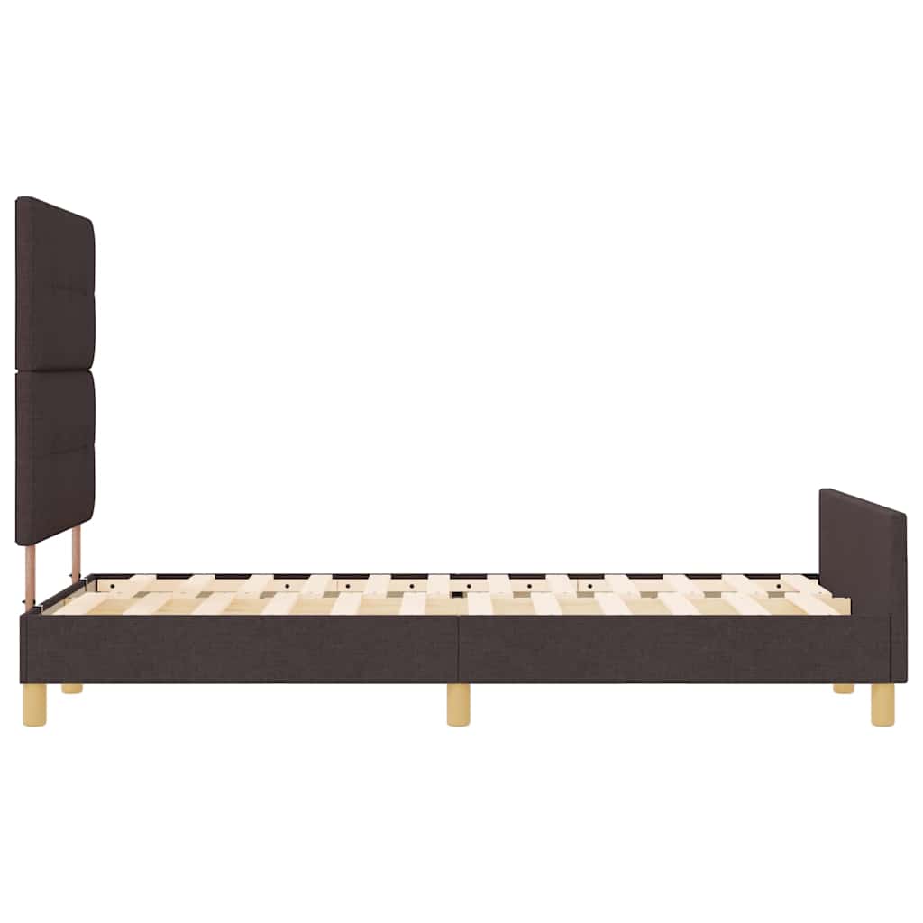 Cadre de lit avec tête de lit Marron foncé 120 x 190 cm tissu