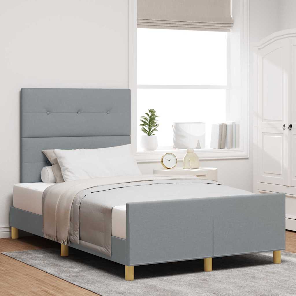Cadre de lit avec tête de lit Gris clair 120 x 200 cm tissu