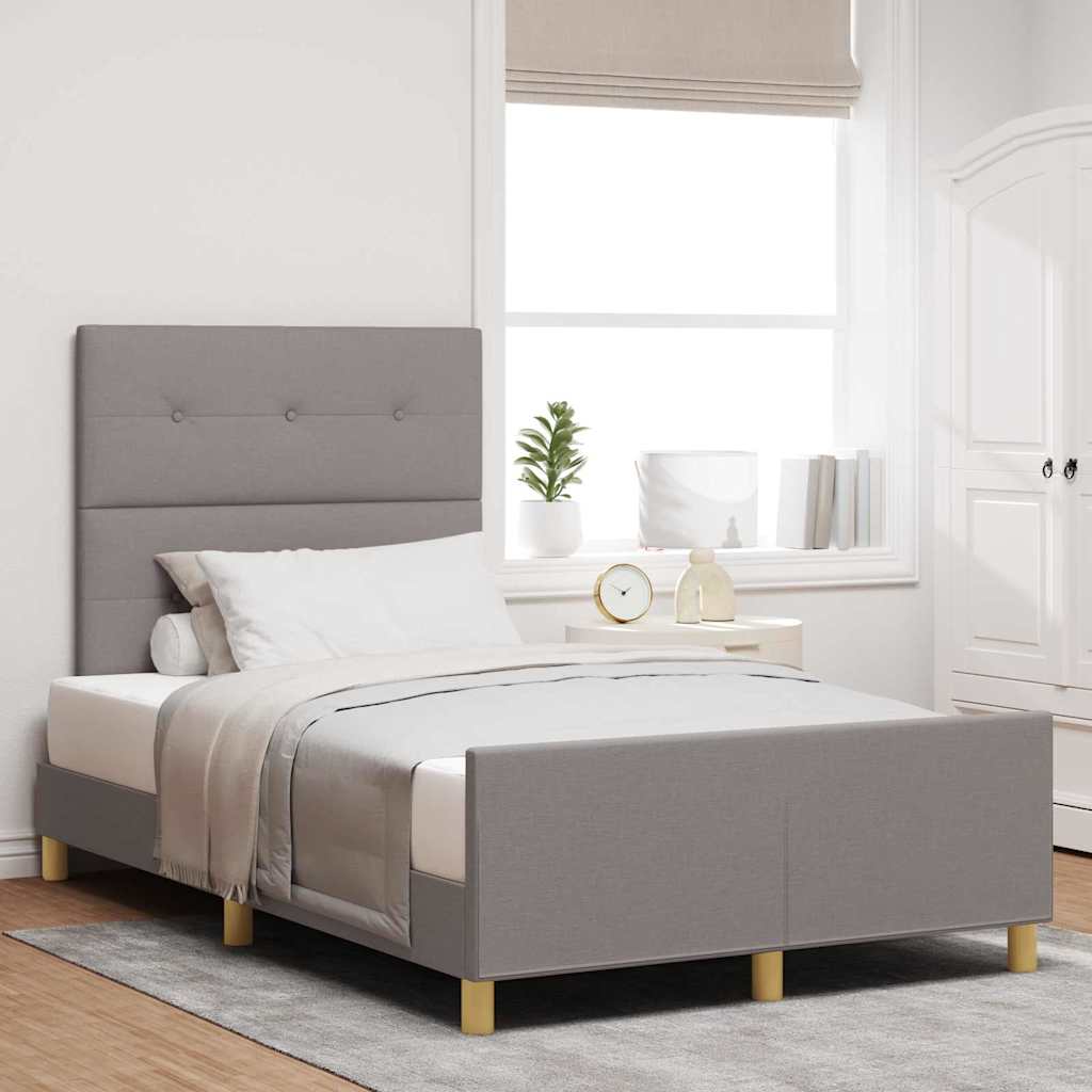 Cadre de lit avec tête de lit Taupe 120 x 200 cm tissu - XIOS