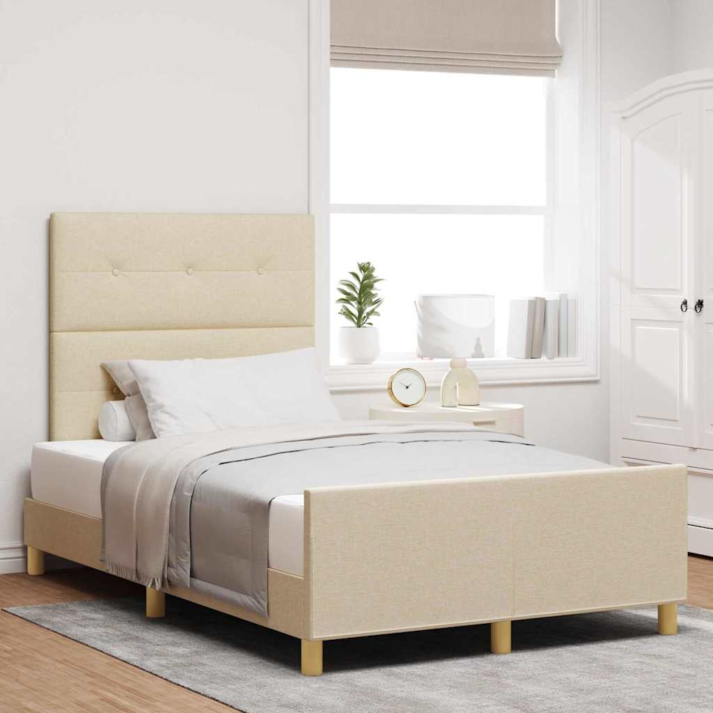 Cadre de lit avec tête de lit Crème 120 x 200 cm tissu - XIOS